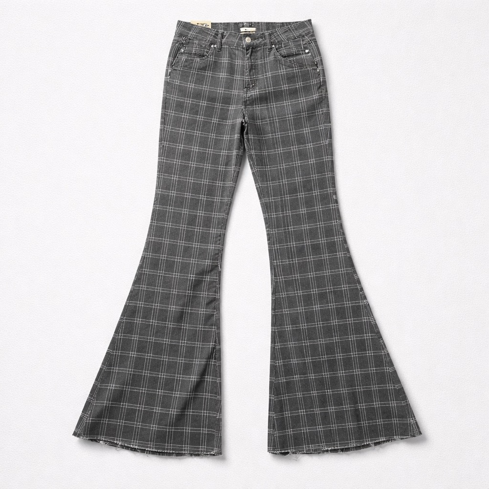 Altar'd State Black Plaid Jeans with White Windowpane - Picture 2 of 9